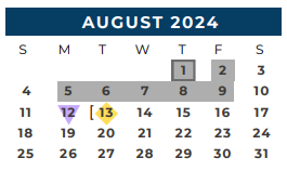 District School Academic Calendar for Sul Ross Elementary for August 2024