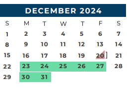 District School Academic Calendar for Bryan Early College High School for December 2024