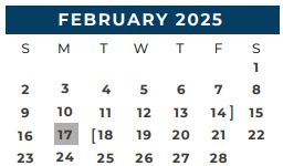 District School Academic Calendar for James Earl Rudder High School for February 2025