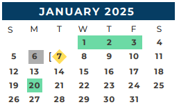 District School Academic Calendar for Sam Rayburn for January 2025