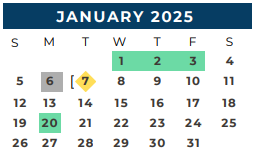 District School Academic Calendar for Bryan High School for January 2025