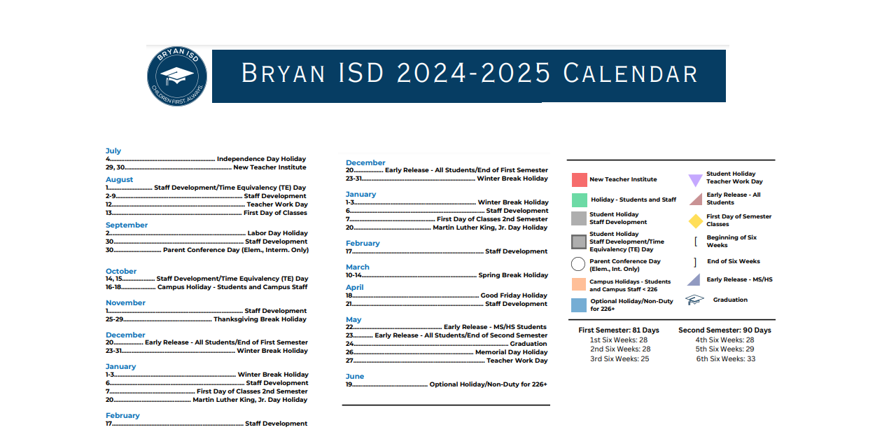 District School Academic Calendar Key for Stephen F Austin