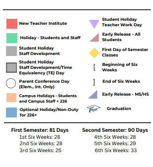 District School Academic Calendar Legend for Sul Ross Elementary