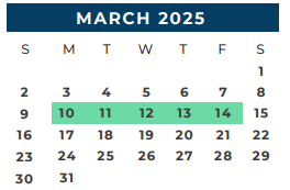 District School Academic Calendar for Bryan Early College High School for March 2025