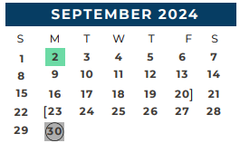 District School Academic Calendar for Stephen F Austin for September 2024