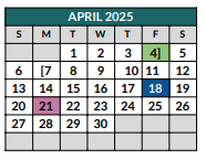 District School Academic Calendar for The Academy At Nola Dunn for April 2025