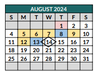 District School Academic Calendar for Hughes Middle School for August 2024