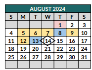 District School Academic Calendar for Oak Grove Elementary for August 2024