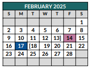 District School Academic Calendar for Hughes Middle School for February 2025