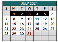 District School Academic Calendar for The Academy At Nola Dunn for July 2024