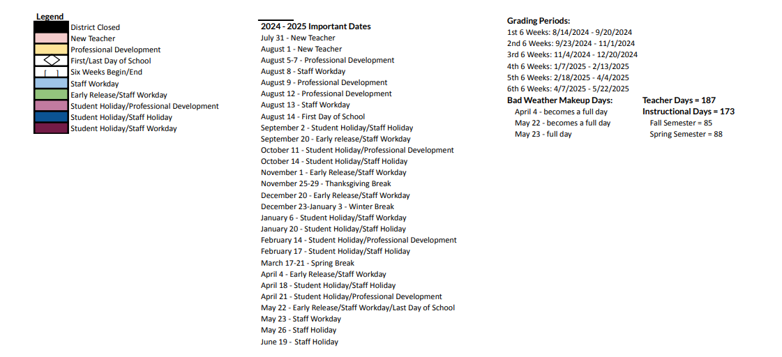 District School Academic Calendar Key for Mound Elementary