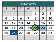 District School Academic Calendar for Johnson County Jjaep for May 2025