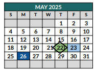 District School Academic Calendar for Hughes Middle School for May 2025