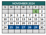 District School Academic Calendar for Hughes Middle School for November 2024