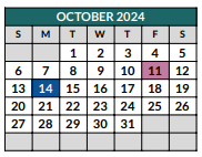 District School Academic Calendar for Jack Taylor Elementary for October 2024