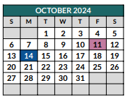 District School Academic Calendar for Mcalister Elementary for October 2024