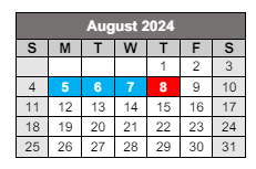 District School Academic Calendar for University Elementary School for August 2024