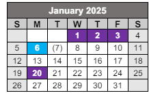 District School Academic Calendar for Walnut Hill Elementary/middle School for January 2025