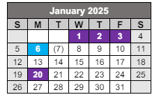 District School Academic Calendar for Hillsdale Elementary School for January 2025