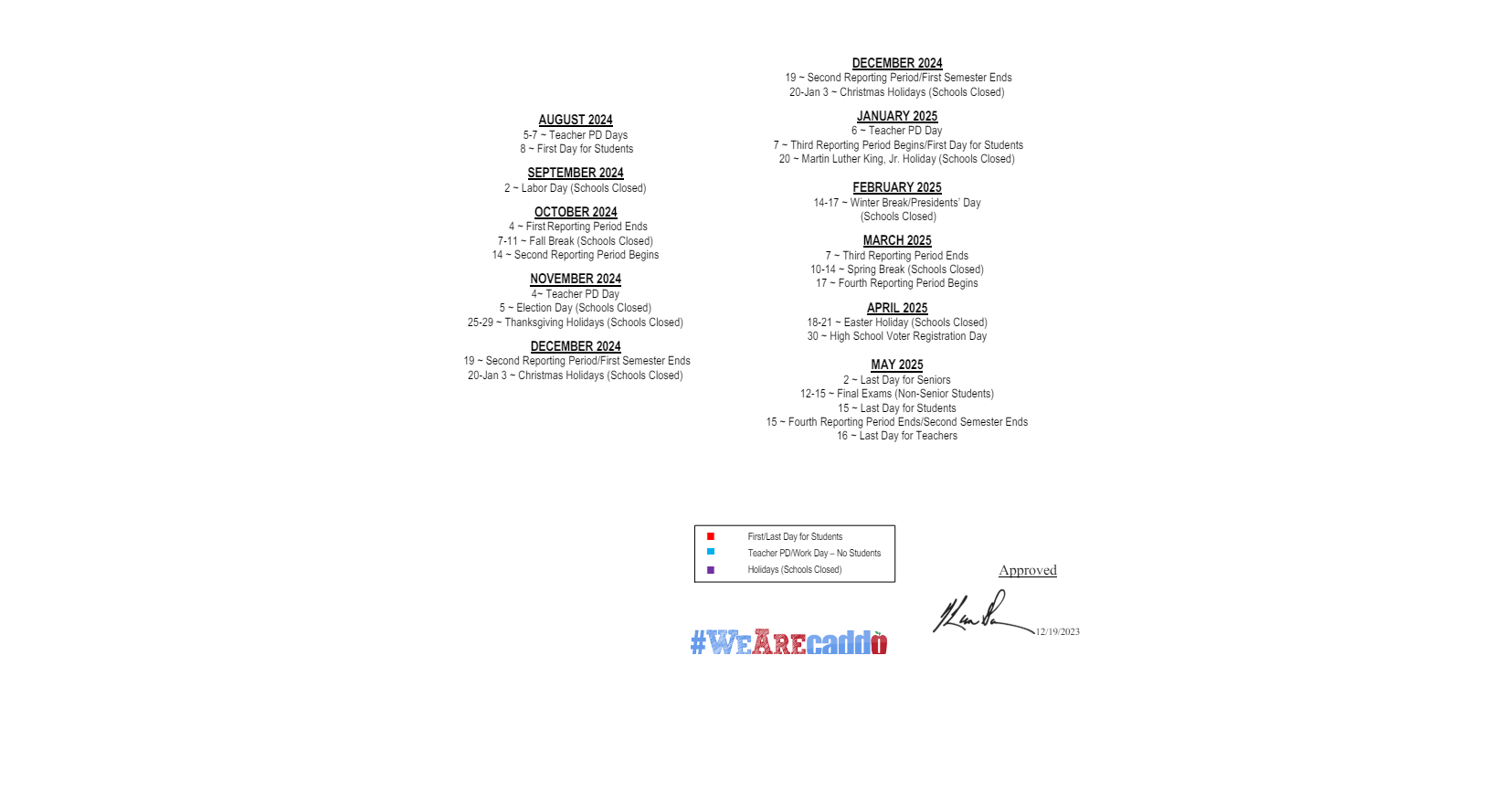 District School Academic Calendar Key for Midway Professional Development Center