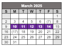 District School Academic Calendar for Caddo Middle Career And Technology School for March 2025