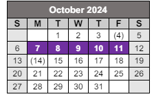 District School Academic Calendar for Walnut Hill Elementary/middle School for October 2024