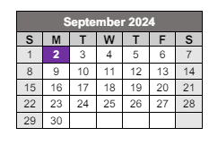 District School Academic Calendar for Alexander Learning Center for September 2024