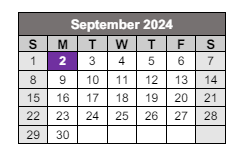 District School Academic Calendar for Caddo Middle Career And Technology School for September 2024