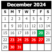 District School Academic Calendar for John F. Kennedy Elementary School for December 2024
