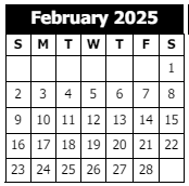 District School Academic Calendar for John F. Kennedy Elementary School for February 2025