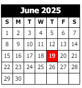 District School Academic Calendar for John F. Kennedy Elementary School for June 2025