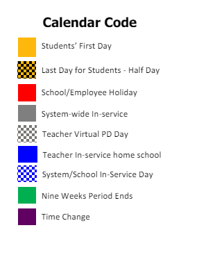 District School Academic Calendar Legend for Western Heights Elementary School