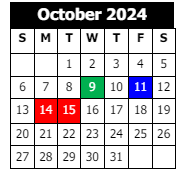District School Academic Calendar for John F. Kennedy Elementary School for October 2024