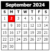 District School Academic Calendar for John F. Kennedy Elementary School for September 2024