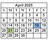 District School Academic Calendar for Worley Elementary School for April 2025