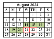 District School Academic Calendar for Worley Elementary School for August 2024