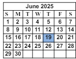 District School Academic Calendar for Worley Elementary School for June 2025