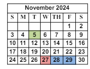 District School Academic Calendar for Worley Elementary School for November 2024