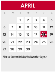 District School Academic Calendar for Grimes Education Center for April 2025