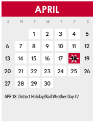 District School Academic Calendar for Sheffield Primary for April 2025