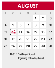 District School Academic Calendar for Thompson Elementary for August 2024