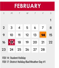 District School Academic Calendar for Early College High School for February 2025
