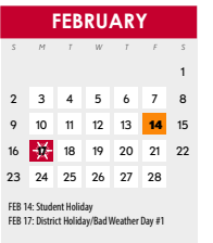 District School Academic Calendar for Pre-k Ctr II for February 2025
