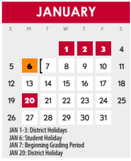 District School Academic Calendar for Pre-k Ctr II for January 2025