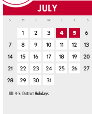 District School Academic Calendar for Ranchview High School for July 2024