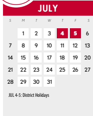 District School Academic Calendar for Pre-k Ctr II for July 2024
