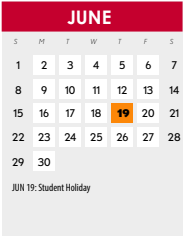 District School Academic Calendar for Early College High School for June 2025