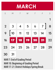 District School Academic Calendar for Early College High School for March 2025