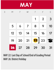 District School Academic Calendar for Pre-k Ctr II for May 2025