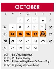 District School Academic Calendar for Rainwater Elementary for October 2024